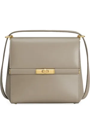 Dolce & Gabbana Taske, Dame, Grå, ONE SIZE, Uld, Taupe Crossbody Taske med Twist-Lock