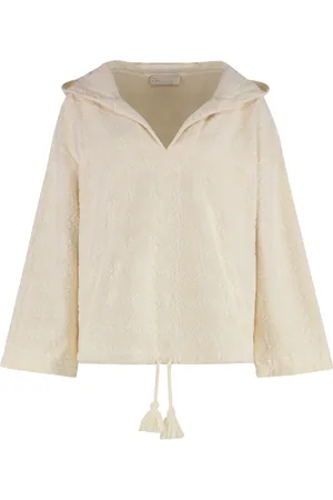 Tory Burch Sweathshirts & Hoodies, Dame, , M, Bomuld, Hættetrøje med V-udskæring og snøre i taljen