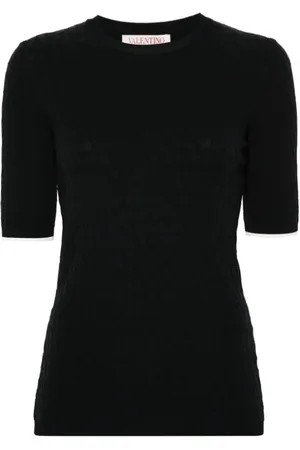 VALENTINO Strik, Dame, Sort, S, Polyester, Iconographe-mønster Strik Top
