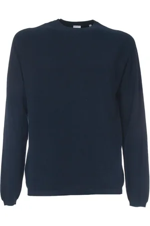 Aspesi Strik, Herre, Blå, 2XL, Bomuld, Bomuld Crewneck Langærmet Regular Fit