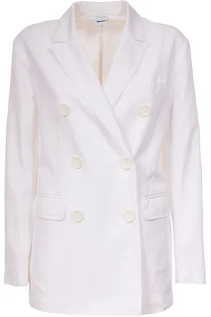 Aspesi Jakke, Dame, Hvid, S, Bomuld, Bomuld og hør dobbeltradet blazer