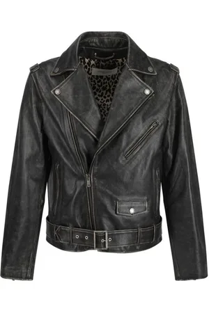 Golden Goose Jakke, Herre, Sort, XL, Læder, Vintage Læder Biker Jakke