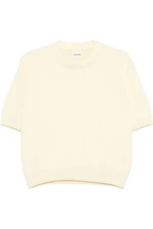 Khaite Strik, Dame, Gul, M, Cashmere, Gul Crew Neck Sweater