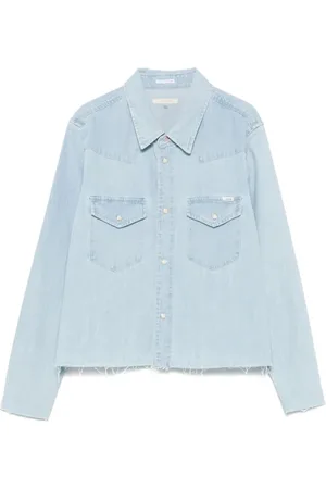Mother Bluser & Skjorter, Dame, Blå, L, Denim, Vestlig Denim Crop Skjorte