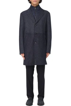 HUGO BOSS Frakke, Herre, Blå, XL, Uld, Eris Regularfit Overcoat i Blå