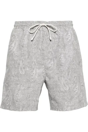 Brunello Cucinelli Shorts, Herre, Grå, 2XL, Uld, Bandana Print Badeshorts