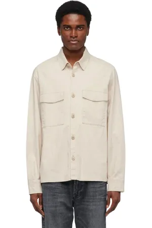 Drykorn Jakke, Herre, Hvid, M, Bomuld, Casual Overshirt med Brystlommer