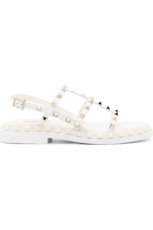 VALENTINO Sko, Dame, Hvid, 41 EU, Uld, Hvid Guld Rockstud Sandaler