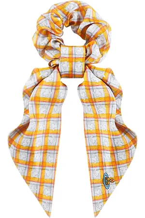 Vivienne Westwood Tilbehør, Dame, Gul, ONE SIZE, Gul tilbehør med Check Orbs Scrunchie
