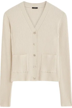 Joseph Strik, Dame, , L, Uld, Fin Merino Rib Cardigan - Quail