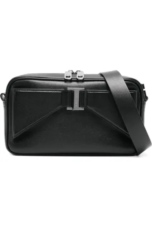 Dolce & Gabbana Taske, Herre, Sort, ONE SIZE, Læder, Sort Læder Messenger Taske med Lynlås