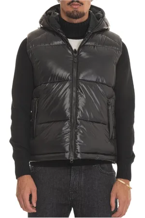 save the duck Jakke, Herre, Sort, M, Uld, Quilted Gilet med Hætte