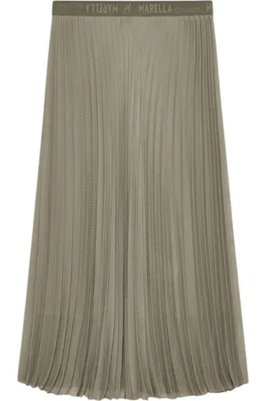 MARELLA Nederdel, Dame, Grøn, XS, Polyester, Grøn Plisseret Solnederdel