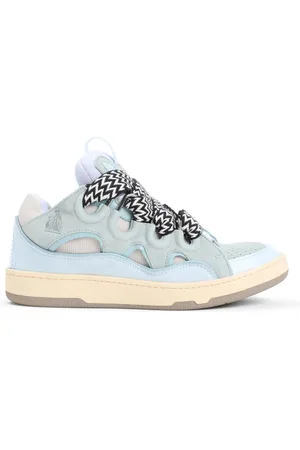Lanvin Sko, Herre, Blå, 41 EU, Læder, Suede Læder Curb Sneakers