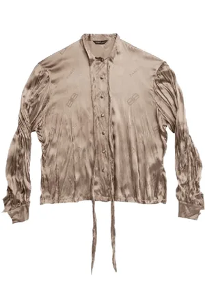 Balenciaga Bluser & Skjorter, Dame, , L, Uld, Silke Logo Print Skjorte