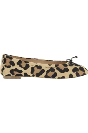 Francesco Russo Sko, Dame, Flerfarvet, 37 1/2 EU, Læder, Leopard-print Ballerina med Knudebue