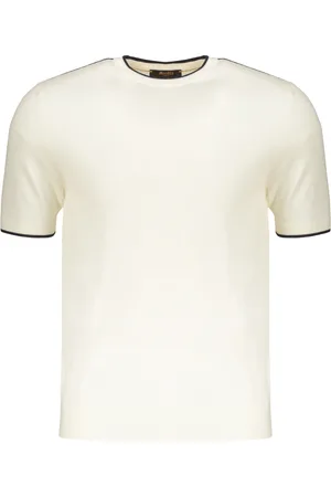 MOORER Top, Herre, , XL, Uld, Uldstrik T-shirt med kontrastkanter
