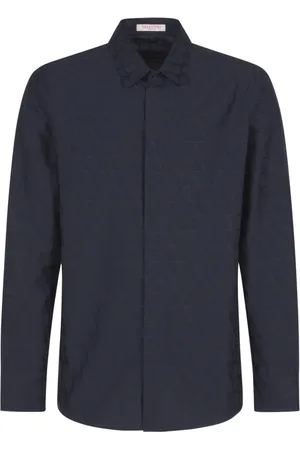 VALENTINO Skjorte, Herre, Blå, 3XL, Bomuld, Iconographe Jacquard Bomuldsskjorte