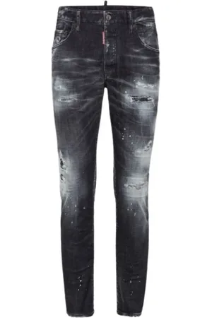 Dsquared2 Jeans, Herre, Grå, XS, Skater jeans med lapper og slidt effekt