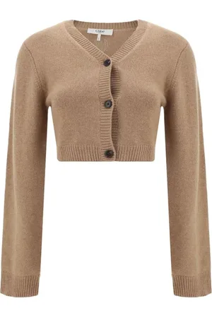 Chloé Strik, Dame, Brun, M, Cashmere, Ribbet Cashmere Cardigan med Knaplukning