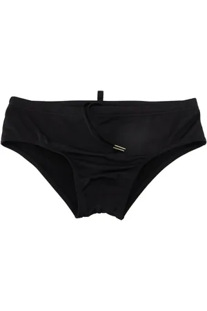 Dsquared2 Badetøj, Herre, Blå, M, Uld, Sort Polyamid Svømmebriefs med Orange Logo Print