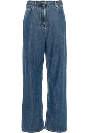 VALENTINO Jeans, Dame, Blå, W26, Denim, Blå Denim Logo Patch Jeans