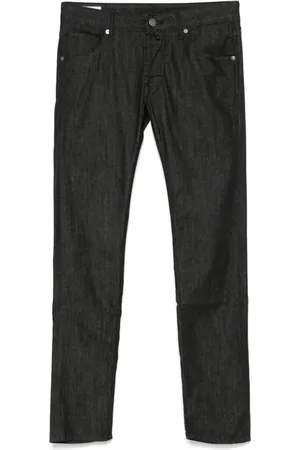 Incotex Jeans, Herre, Sort, W33, Logo Patch Jeans Sort Lynlås Knap