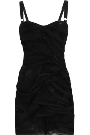 Dolce & Gabbana Kjole, Dame, Sort, XS, Uld, Sort Ærmeløs Lynlås Kjole med Stropper