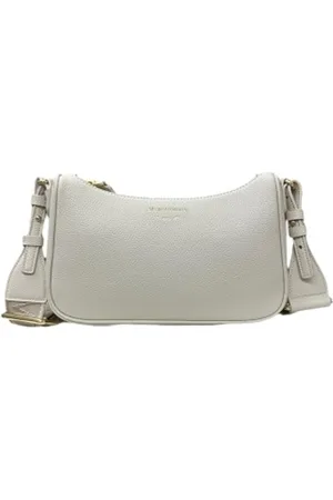 Emporio Armani Taske, Dame, Grå, ONE SIZE, Uld, Stilfuld Logo Print Skuldertaske