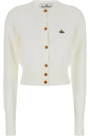 Vivienne Westwood Strik, Dame, Hvid, S, Bomuld, Hvid Kort Cardigan Sweater
