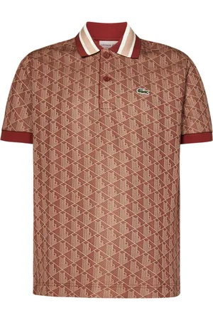 Lacoste Top, Herre, Brun, 2XL, Bomuld, Brun Polo Skjorte med Stribet Krave