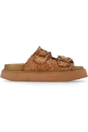 Coral Blue Sko, Dame, Brun, 36 EU, Læder, Vævet læder juvelspænde sneakers
