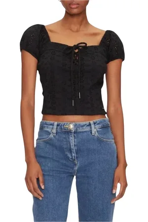 Guess Top, Dame, Sort, S, Bomuld, Puffed Top Eliane Kortærmet