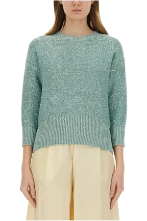 Fabiana Filippi Strik, Dame, Grøn, XS, Afslappet Jersey Top til Kvinder
