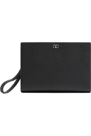VALENTINO GARAVANI Taske, Herre, Sort, ONE SIZE, Læder, Grained Leather VLogo Clutch Taske