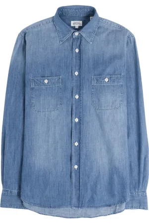 HARTFORD Skjorte, Herre, Blå, M, Denim, Denim skjorte med ikoniske brystlommer