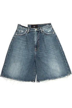 3x1 Shorts, Dame, Blå, W25, Denim, Bred ben denim shorts, høj talje