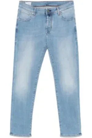 Incotex Jeans, Herre, Blå, W32, Slim Blå Jeans med Knappelukning
