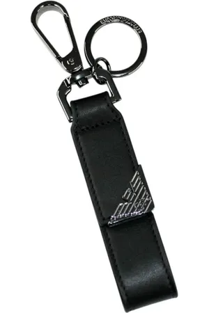 Emporio Armani Tilbehør, Herre, Sort, ONE SIZE, Sort Metal Logo Nøglering