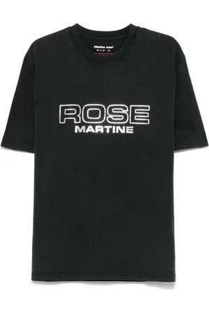 MARTINE ROSE Top, Herre, Sort, L, Sort Crew Neck Kortærmet T-shirt