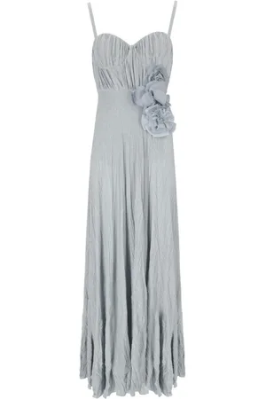 Elisabetta Franchi Kjole, Dame, Blå, M, Polyester, Himmelblå Blomsterdetalje Kjole