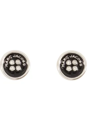 Marc Jacobs Tilbehør, Dame, Grå, ONE SIZE, Messing Knaps Stud Øreringe