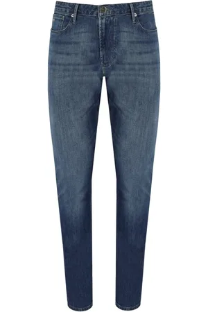 Emporio Armani Jeans, Herre, Blå, W33, Bomuld, Blå Slim Fit Jeans