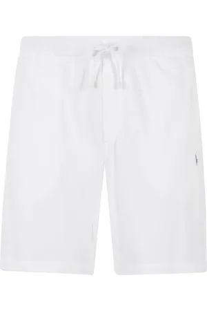 Ralph Lauren Shorts, Herre, Hvid, M, Bomuld, Hvide Track Shorts med Elastisk Talje