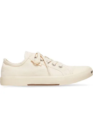 Balenciaga Sko, Dame, Hvid, 41 EU, Bomuld, Hvid lavtop sneaker, ødelagt bomuld