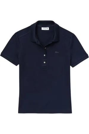 Lacoste Top, Dame, Blå, M, Bomuld, Blå Polo Skjorte med Broderet Krokodille