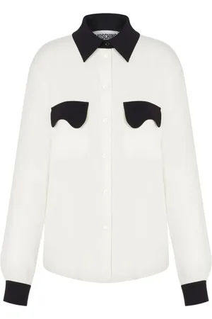 Moschino Bluser & Skjorter, Dame, Hvid, M, Hvid Skjorte med Kontrastdetaljer