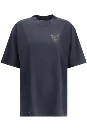 Balenciaga Top, Dame, Sort, S, Bomuld, Vintage Broderet Logo Glitter T-shirt