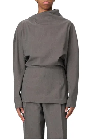 Bottega Veneta Top, Dame, Grå, S, Uld, Elegant Langærmet Top