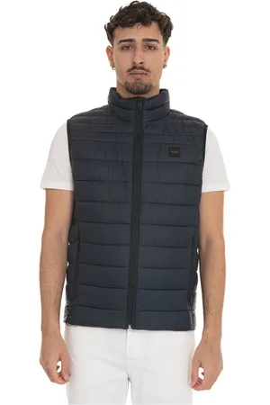 HUGO BOSS Jakke, Herre, Blå, XL, Quiltet Vest med Sidelogo